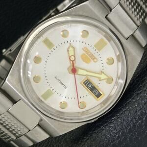 Vintage 1972 Seiko Automatic Mens Silver Watch W/daydate & Gold accents